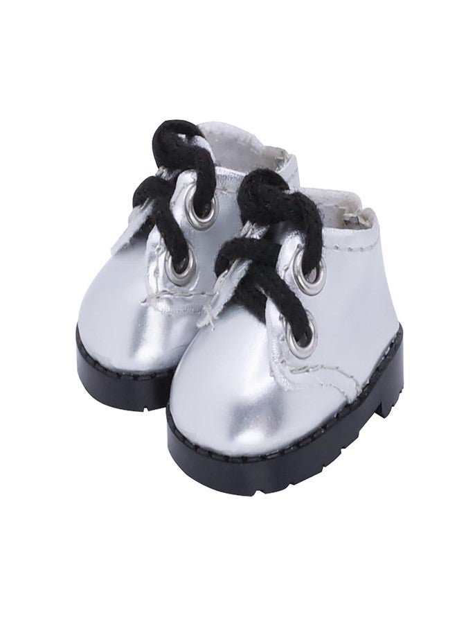 Etistta 17cm Doll Shoes for 17cm Doll Boots, 6.7 inch Doll Shoes Accessories (Silvery) - Image 1